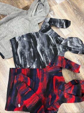 DSG 3-Pack Youth Hooded Sweatshirts - Gray, Black/White Marble, Red/Black xs